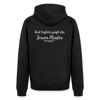 Und täglich grüßt der Scrum Master - Agile - Unisex Premium Bio Zip Hoodie - Schwarz - Hinten - Nico (187cm)