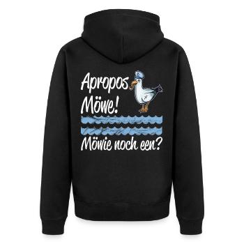 Apropos Möwe - Möwie Noch Een? Norddeutsch Möwe - Unisex Premium Bio Zip Hoodie - Schwarz - Hinten - Nico (187cm)