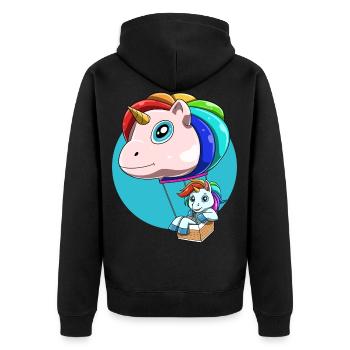 Une montgolfière amusante comme licorne - Veste à capuche bio Premium Unisexe - noir - Dos - Nico (187cm)