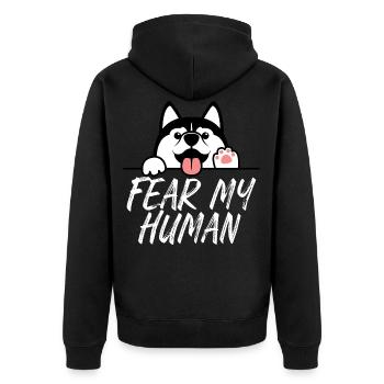 Husky - Unisex Premium Bio Zip Hoodie - Schwarz - Hinten - Nico (187cm)