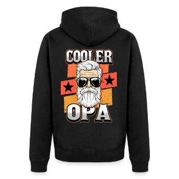 Cooler Opa Vatertag Lustig Großeltern Geschenk - Unisex Premium Bio Zip Hoodie - Schwarz - Hinten - Nico (187cm)