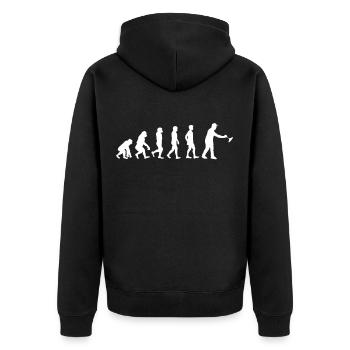 Eisstockschießen Stockschießen Evolution - Unisex Premium Bio Zip Hoodie - Schwarz - Hinten - Nico (187cm)
