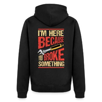 Car Car Mechanic Profession Funny Saying Gift - Unisex Premium Organic Zip Hoodie - black - Back - Nico (187cm)