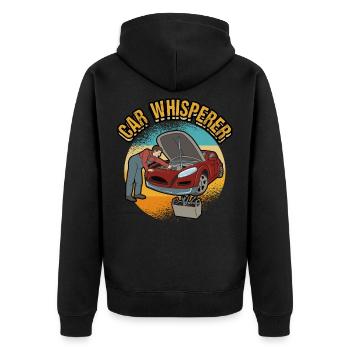 KFZ Auto Mechaniker Beruf Lustig Spruch Geschenk - Unisex Premium Bio Zip Hoodie - Schwarz - Hinten - Nico (187cm)