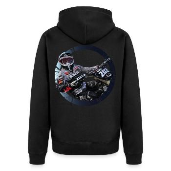 Motocross - Unisex Premium Organic Zip Hoodie - black - Back - Nico (187cm)