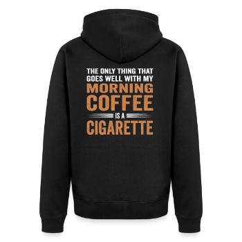Coffee coffee drinker coffee lover smoker - Unisex Premium Organic Zip Hoodie - black - Back - Nico (187cm)