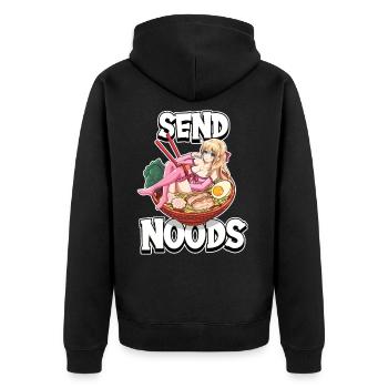 Send Noods Ramen Anime Girl Sexy Otaku Weeb - Unisex Premium Bio Zip Hoodie - Schwarz - Hinten - Nico (187cm)