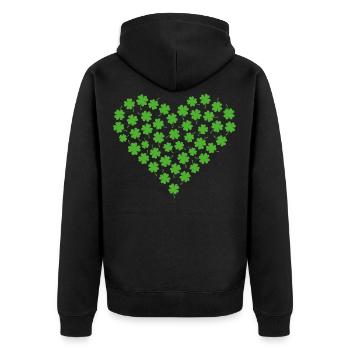 Heart of Luck - St. Patrick es Day - Unisex Premium Bio Zip Hoodie - Schwarz - Hinten - Nico (187cm)