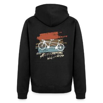 Tandem Fahrrad Vintage Radfahrer Tandem Bike - Unisex Premium Bio Zip Hoodie - Schwarz - Hinten - Nico (187cm)