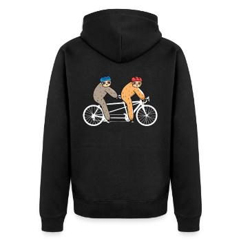 Tandem Bicycle Sloth Cyclist Tandem Bike - Unisex Premium Organic Zip Hoodie - black - Back - Nico (187cm)