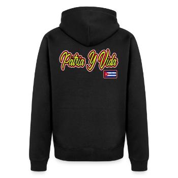 Patria Y Vida, Cuba Flag, Cuban Life, Cubano, Cuba - Unisex Premium Bio Zip Hoodie - Schwarz - Hinten - Nico (187cm)