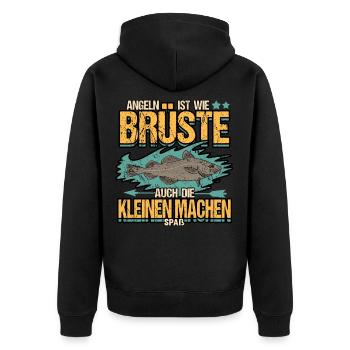 Angeln Fischen Fisch Lustig Angelrute Fischer - Unisex Premium Bio Zip Hoodie - Schwarz - Hinten - Nico (187cm)