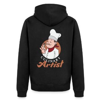 Culinary Artist Design für Küchenchef und Koch - Unisex Premium Bio Zip Hoodie - Schwarz - Hinten - Nico (187cm)