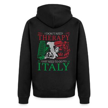 I don't need therapy design for Italy fan - Unisex Premium Organic Zip Hoodie - black - Back - Nico (187cm)
