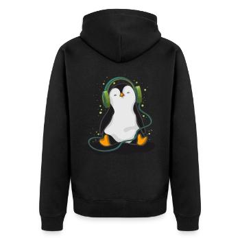 Le pingouin écoute de la musique - Veste à capuche bio Premium Unisexe - noir - Dos - Nico (187cm)