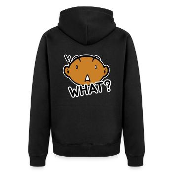 Was ? Lustiger Kopf Gesicht Geschenk - Unisex Premium Bio Zip Hoodie - Schwarz - Hinten - Nico (187cm)