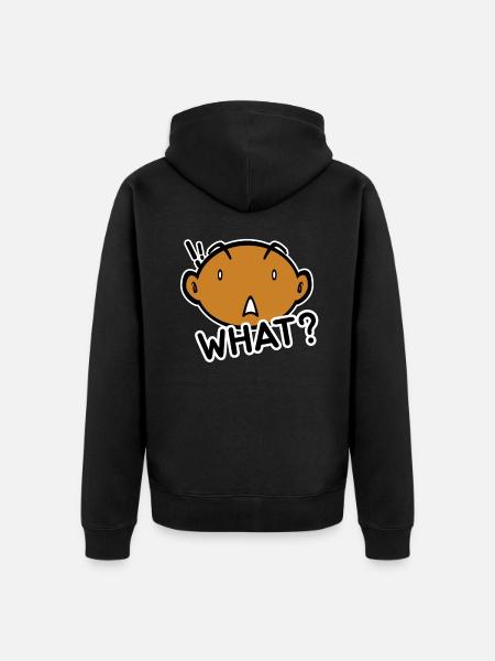 What? Funny head face gift - Unisex Premium Organic Zip Hoodie - black