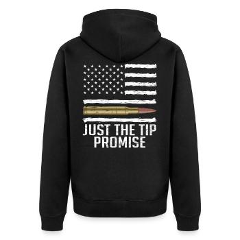 Tolles TShirt für Waffenliebhaber mit der - Unisex Premium Bio Zip Hoodie - Schwarz - Hinten - Nico (187cm)