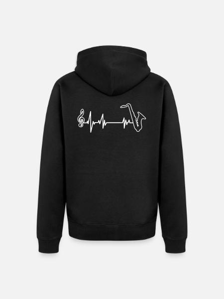 Saxophone ECG saxophone saxophone rythme cardiaque musique - Veste à capuche bio Premium Unisexe - noir