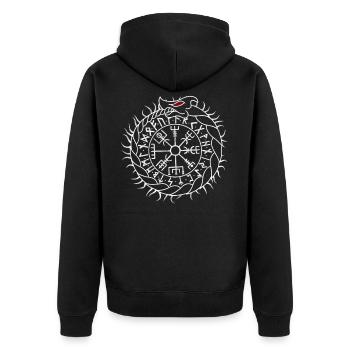 Vegvisir and Futhark - Ouroboros - Unisex Premium Organic Zip Hoodie - black - Back - Nico (187cm)