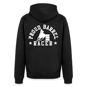 Proud Barrel Racer - Unisex Premium Bio Zip Hoodie - Schwarz - Hinten - Nico (187cm)