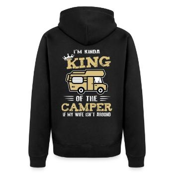 Womo Camper King When Wife Not Da Rv - Unisex Premium Organic Zip Hoodie - black - Back - Nico (187cm)