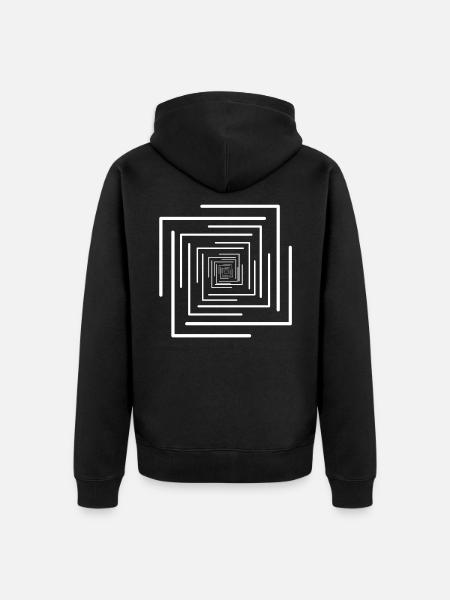 White lines and lines illusion - Unisex Premium Organic Zip Hoodie - black