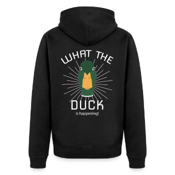 Lustiger Enten Spruch - Ente Duck - Unisex Premium Bio Zip Hoodie - Schwarz - Hinten - Nico (187cm)