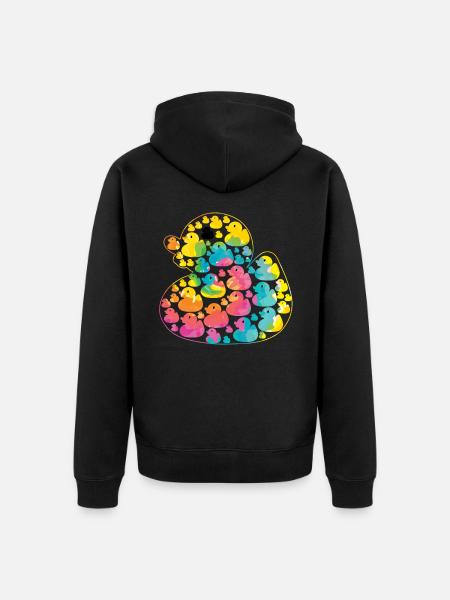 Regenbogen Ente - buntes Entchen - Unisex Premium Bio Zip Hoodie - Schwarz