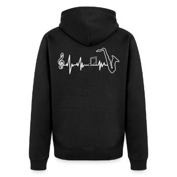 Saxophone EKG saxophone joueur de ligne de cœur - Veste à capuche bio Premium Unisexe - noir - Dos - Nico (187cm)
