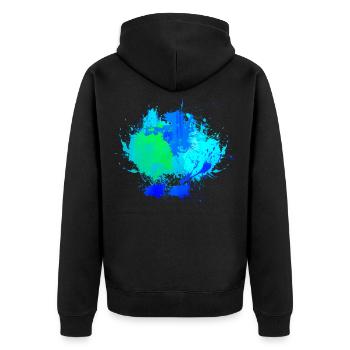 Blauer Farbfleck Hintergrund Deko - Unisex Premium Bio Zip Hoodie - Schwarz - Hinten - Nico (187cm)