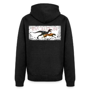 Evolution Comic Dog - Unisex Premium Organic Zip Hoodie - black - Back - Nico (187cm)