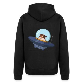 Ufo Guinea Pig Pig Lover - Unisex Premium Organic Zip Hoodie - black - Back - Nico (187cm)