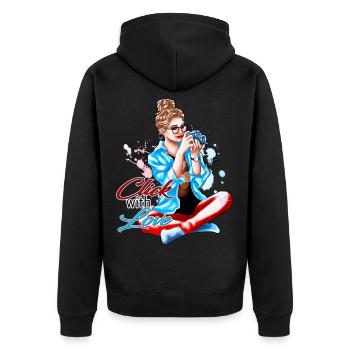 Photographe Illustration Click with Love | Yolo-Artw - Veste à capuche bio Premium Unisexe - noir - Dos - Nico (187cm)