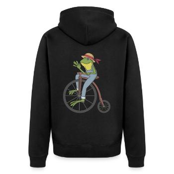 Cottagecore grenouille sur les champignons amoureux de la nature - Veste à capuche bio Premium Unisexe - noir - Dos - Nico (187cm)