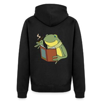 Cottagecore Grenouille Livre Amoureux de la nature - Veste à capuche bio Premium Unisexe - noir - Dos - Nico (187cm)