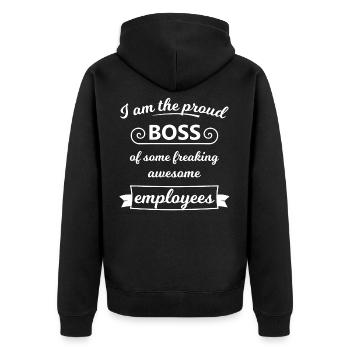 Bester Chef im besten Team - Unisex Premium Bio Zip Hoodie - Schwarz - Hinten - Nico (187cm)
