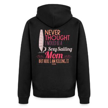 Segeln Surfen Mutter Muttertag Geschenk - Unisex Premium Bio Zip Hoodie - Schwarz - Hinten - Nico (187cm)