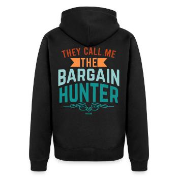Schnäppchen - Unisex Premium Bio Zip Hoodie - Schwarz - Hinten - Nico (187cm)