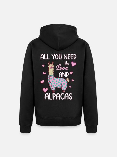 Love and Alpacas - Unisex Premium Bio Zip Hoodie - Schwarz