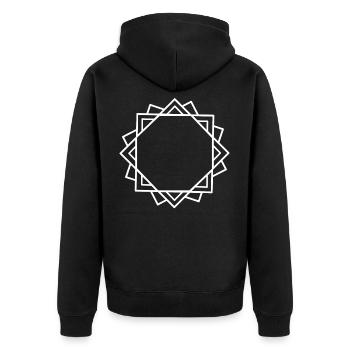 Carrés motifs de fleurs traits ligne de décoration - Veste à capuche bio Premium Unisexe - noir - Dos - Nico (187cm)