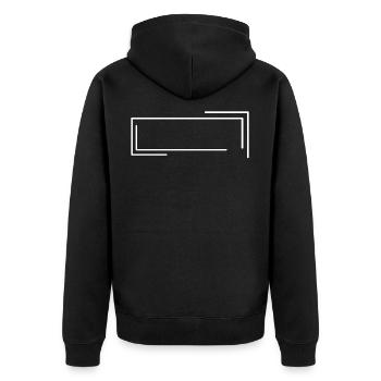 Weißer Kasten Rahmen Linie Strich - Unisex Premium Bio Zip Hoodie - Schwarz - Hinten - Nico (187cm)