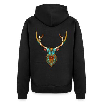 Hirsch Tierkreiszeichen Ureinwohner Amerikas - Unisex Premium Bio Zip Hoodie - Schwarz - Hinten - Nico (187cm)