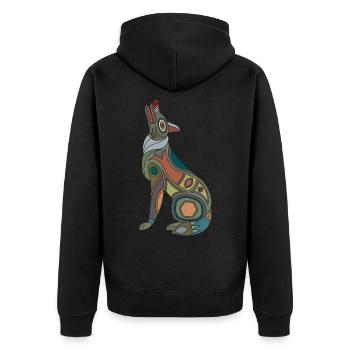 Loup Signes du zodiaque Amérindiens - Veste à capuche bio Premium Unisexe - noir - Dos - Nico (187cm)