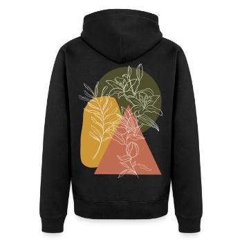 Flower, Lineart, Plant, Nature, Geometry, Vintage - Unisex Premium Organic Zip Hoodie - black - Back - Nico (187cm)