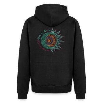 Mandela, Moon, Live by the sun, love by the moon - Unisex Premium Bio Zip Hoodie - Schwarz - Hinten - Nico (187cm)