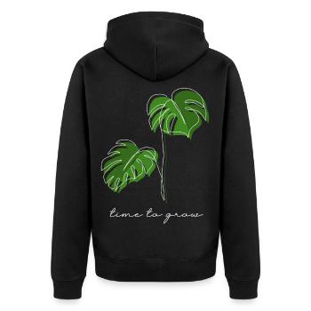 Monstera, Linéaire, plan, plante, Leaf, Minimal - Veste à capuche bio Premium Unisexe - noir - Dos - Nico (187cm)