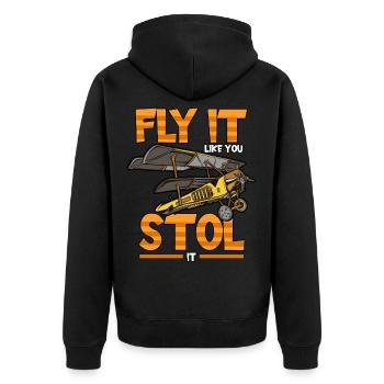 Pilot Airplane Aviation Flying Profession Funny - Unisex Premium Organic Zip Hoodie - black - Back - Nico (187cm)