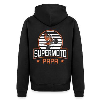 Supermoto Motorcycle Design for an Enduro Rider - Unisex Premium Organic Zip Hoodie - black - Back - Nico (187cm)