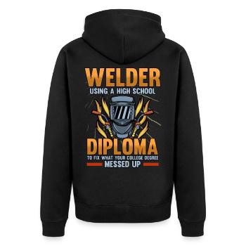 Welder Welder Welding Expert Funny Profession - Unisex Premium Organic Zip Hoodie - black - Back - Nico (187cm)